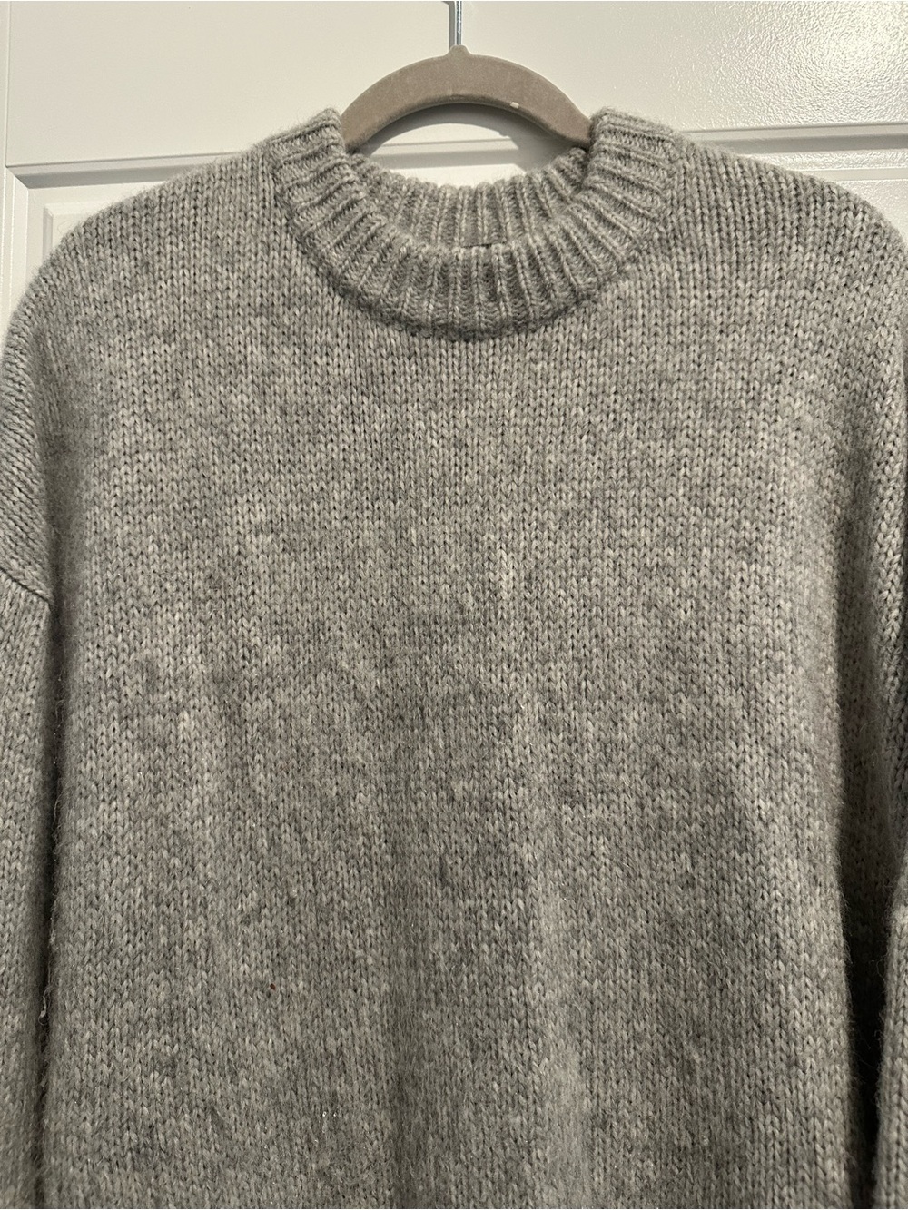 Jenni Kayne Light Grey Wool-Blend Crewneck Sweater